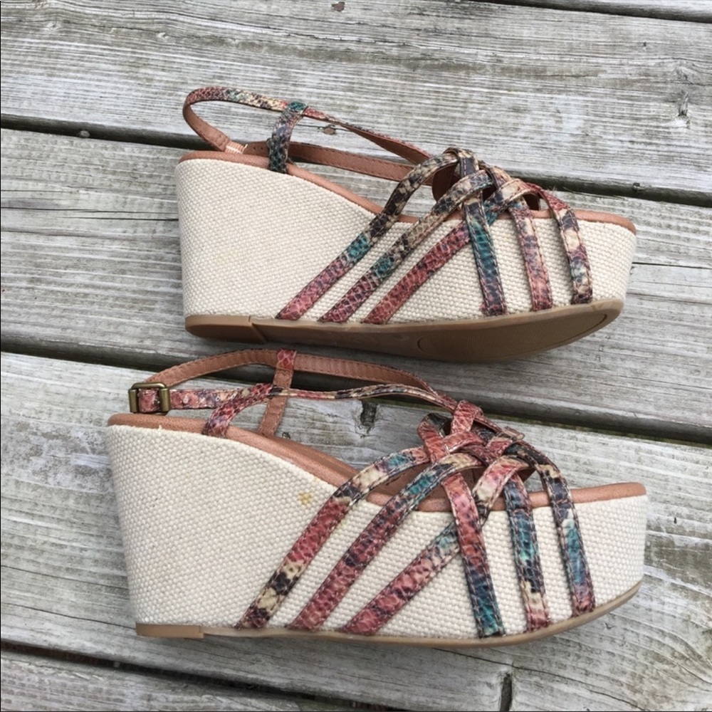 Lucky Brand Multicolor Platform Wedge Sand View 2